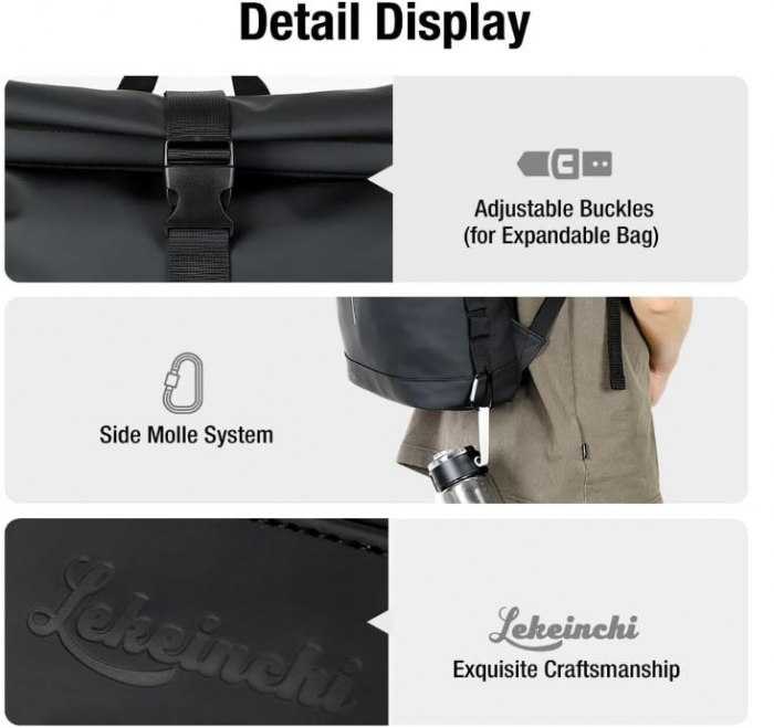 Rucsac pentru laptop Lekeinchi, negru [4]
