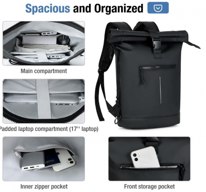 Rucsac pentru laptop Lekeinchi, negru [3]