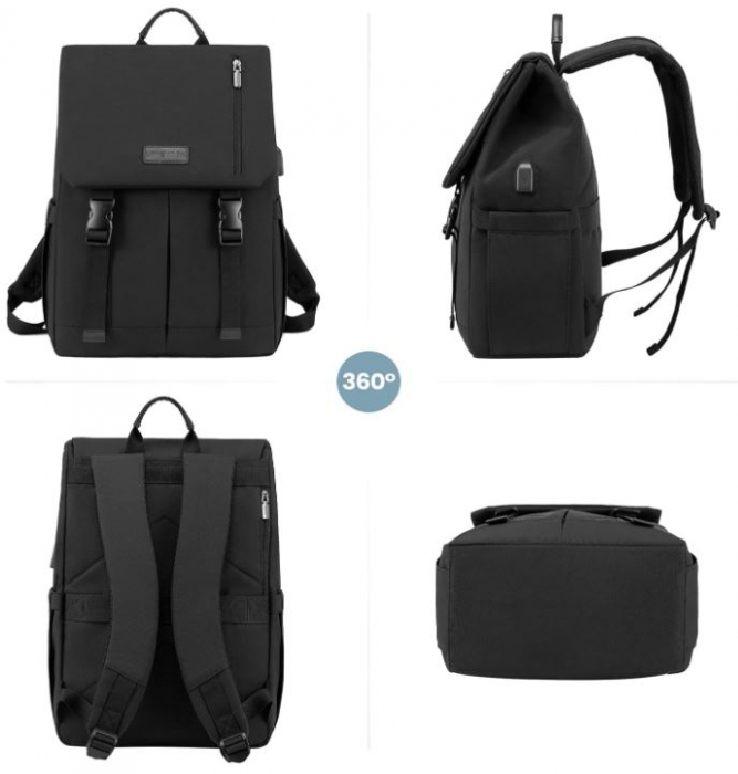 Rucsac pentru laptop LOVEVOOK, 15.6 inch, unisex, negru [7]