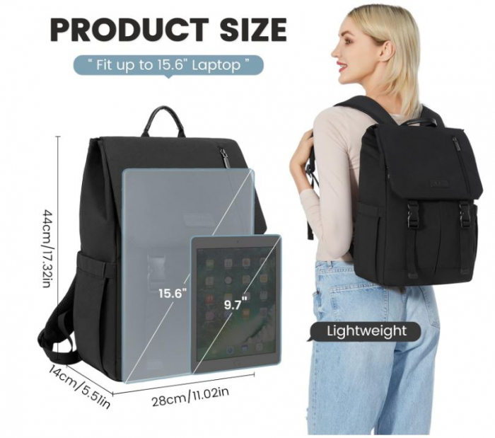 Rucsac pentru laptop LOVEVOOK, 15.6 inch, unisex, negru [2]