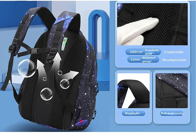 Rucsac pentru scoala BOBOOG, print cu galaxie [5]