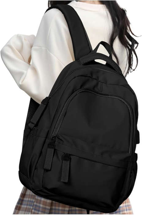 Rucsac pentru scoala HYC00, pentru laptop de 14 inch, negru [1]