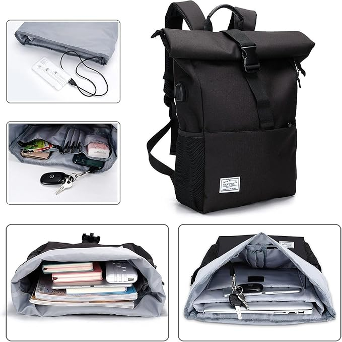 Rucsac pliabil multifuncțional MoFut, pentru laptop de 15.6 inch, negru [4]