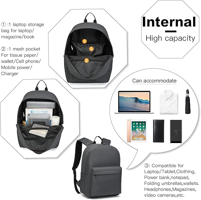 Rucsac universitar Kono, pentru laptop de 15.4 inch, gri [3]