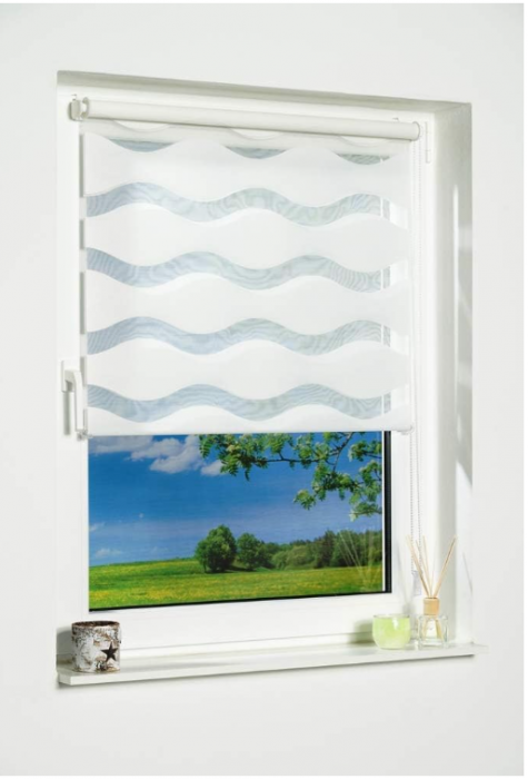 Rulou dublu(zebra) K-home Klemmfix „Welle” fără găurire, alb, 90 cm x 150 cm [5]