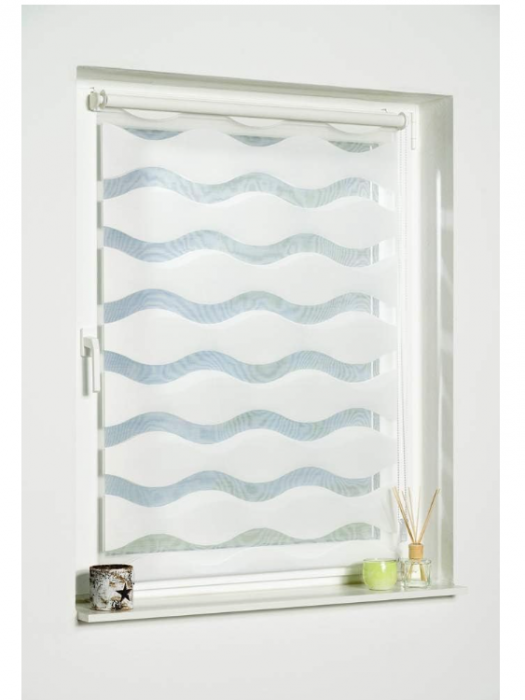 Rulou dublu(zebra) K-home Klemmfix „Welle” fără găurire, alb, 90 cm x 150 cm [3]