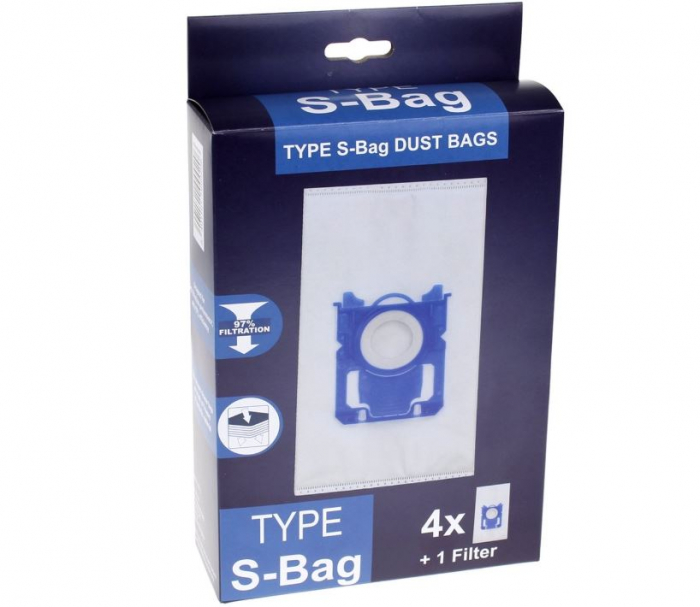 Set 4 saci aspirator S-bag + 1 filtru, pentru Philips, AEG, Electrolux, compatibil FC802103 [1]