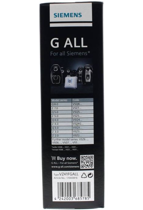 Set 4 saci de aspirator, SIEMENS 17003049, G All, VZ41FGALL [2]