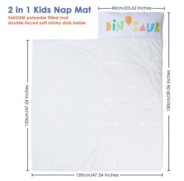 Sac de dormit Decalsweet, pentru copii cu pernă detașabilă, 150 x 60 cm, dinozaur [5]