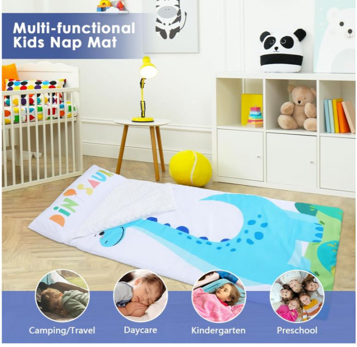 Sac de dormit Decalsweet, pentru copii cu pernă detașabilă, 150 x 60 cm, dinozaur [9]