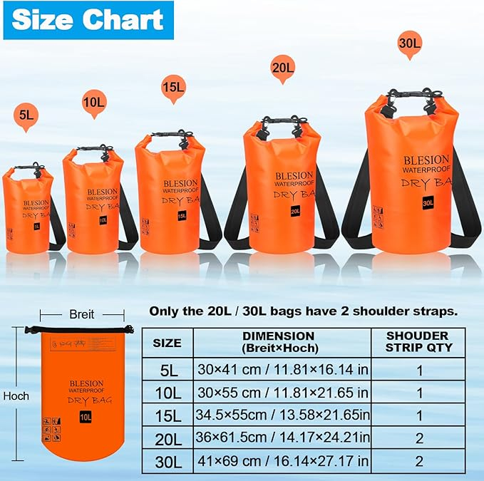Sac impermeabil BLESION, portocaliu, 30L [5]