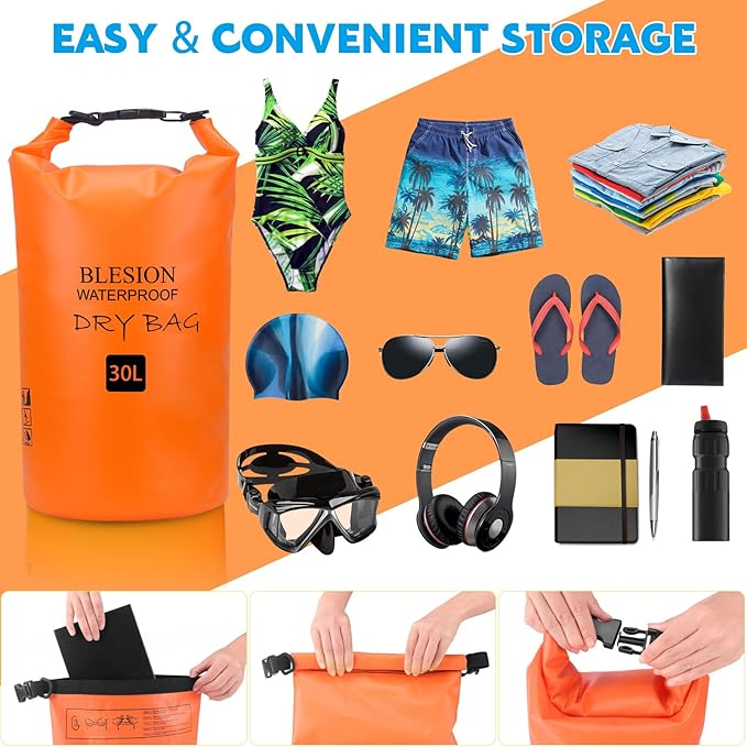 Sac impermeabil BLESION, portocaliu, 30L [6]