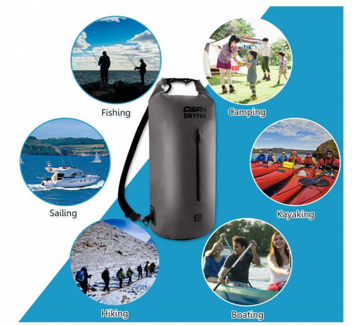 Sac Impermeabil OSAH DRYPAK, Curea de umăr reglabilă, 5L [8]