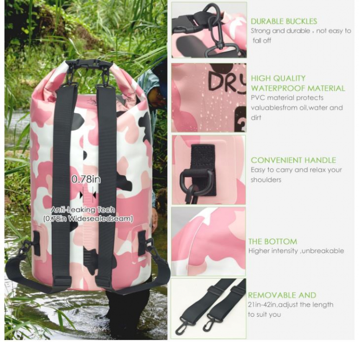 Sac impermeabil YUMQUA, 5L, roz [6]