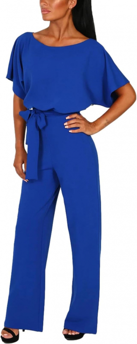 Salopetă eleganta pentru dame Amropi, cu mânecă scurtă, albastru, marime S [3]