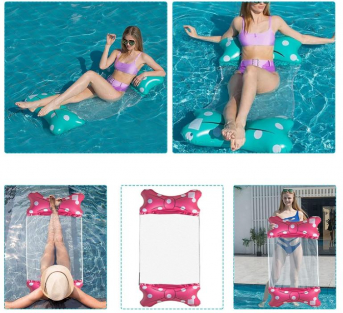 Saltea gonflabila tip hamac pentru piscina Seasboes, pentru copii si adulti, albastru [6]