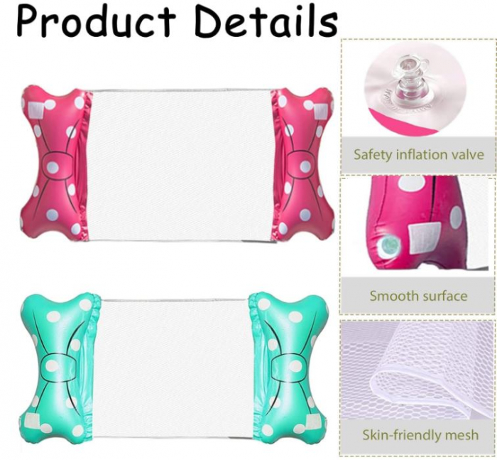 Saltea gonflabila tip hamac pentru piscina Seasboes, pentru copii si adulti, albastru [5]