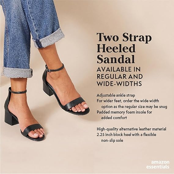 Sandale cu toc pentru femei Amazon Essentials, negru, 38.5 [9]