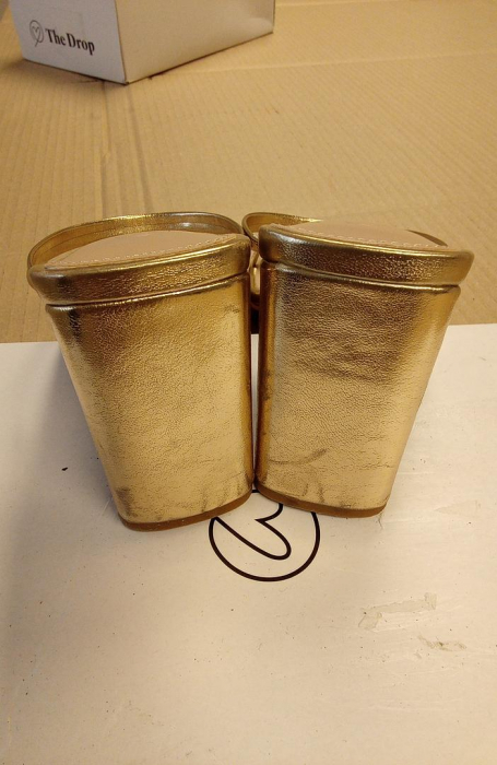 Sandale cu toc pentru femei The Drop, 2 curele, auriu, 38 [3]