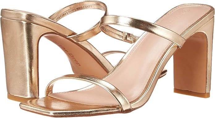 Sandale cu toc pentru femei The Drop, 2 curele, auriu, 38 [10]