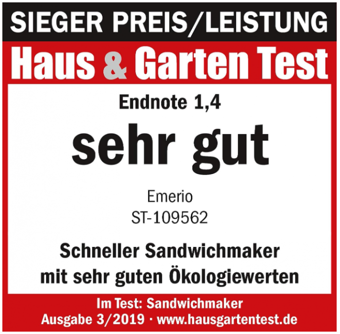 Sandwich Maker Emerio XXL, fără BPA, 03/2019, 900 wați [2]