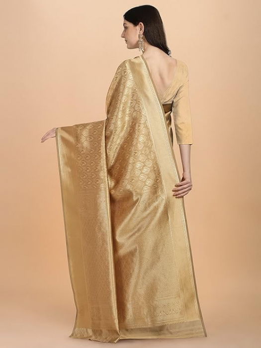 Sari de mătase din Kerala Banarasi, Jaanvi, auriu [10]