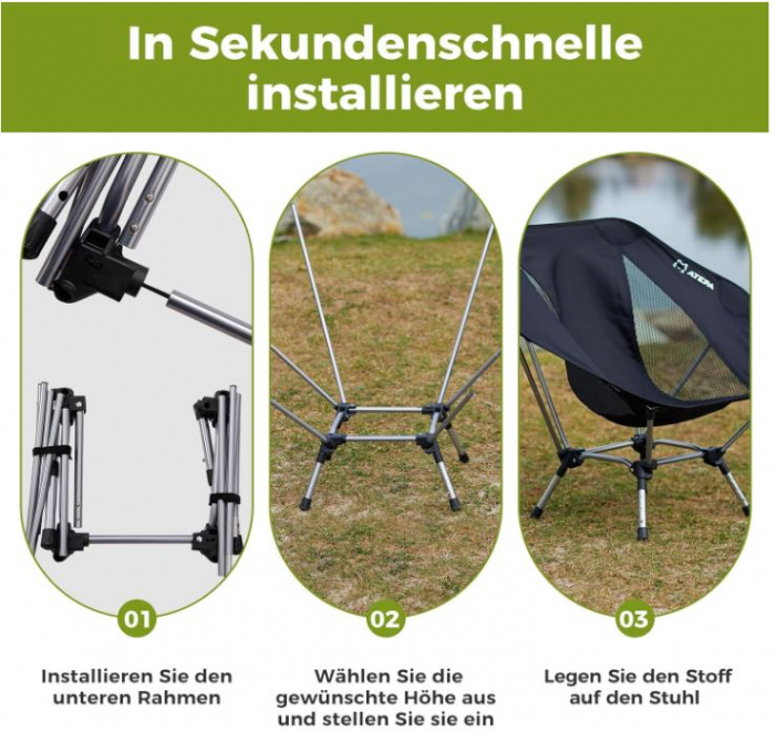 Scaun pliabil de camping/pescuit ATEPA, ultraușor, mare, 150 kg, cu geantă [8]