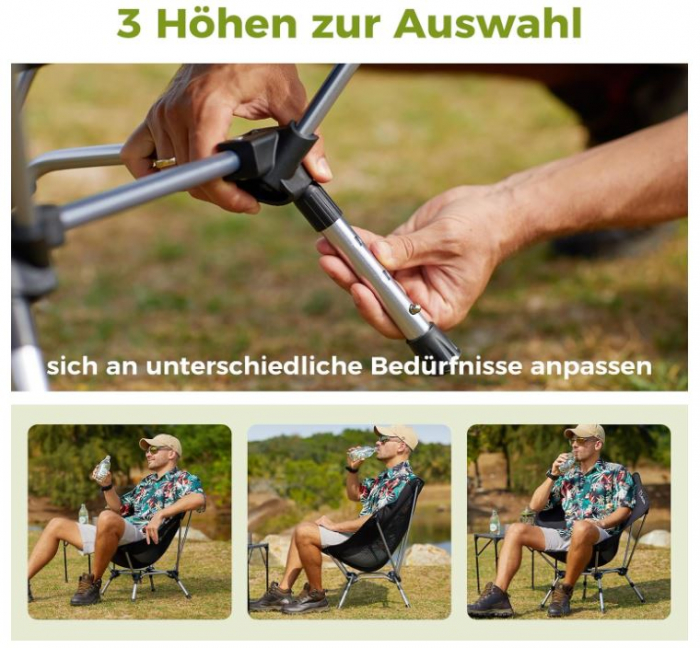 Scaun pliabil de camping/pescuit ATEPA, ultraușor, mare, 150 kg, cu geantă [4]