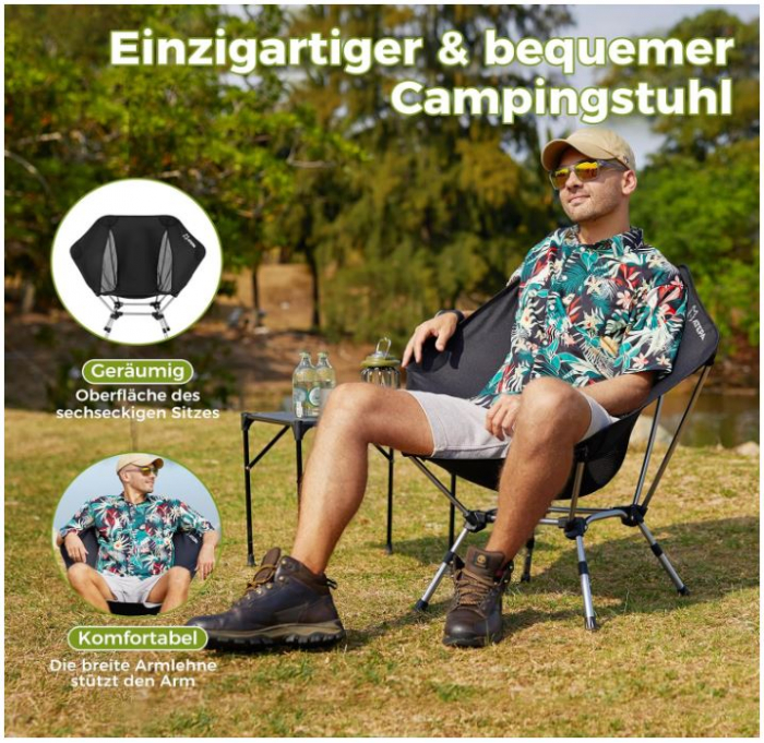 Scaun pliabil de camping/pescuit ATEPA, ultraușor, mare, 150 kg, cu geantă [6]