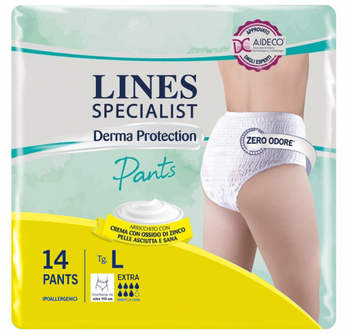 Scutece pentru adulti tip chilot Lines Specialist Derma Protection Plus, 6 picaturi, marimea XL, 14 bucati [1]