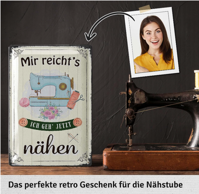 Semn de cusut LANOU, Cadou decorativ pentru cusut, Placă de tablă retro 20 x 30 cm [2]