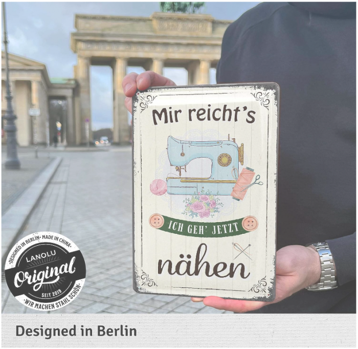 Semn de cusut LANOU, Cadou decorativ pentru cusut, Placă de tablă retro 20 x 30 cm [4]