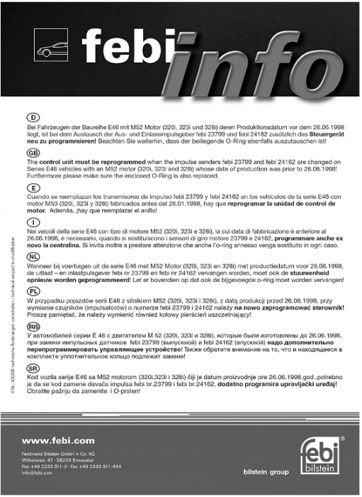 Senzor de poziție arbore cu came FEBI compatibil cu X3 X5 Z3 Z4 E36 E38 E39 E46 12147518628 [2]