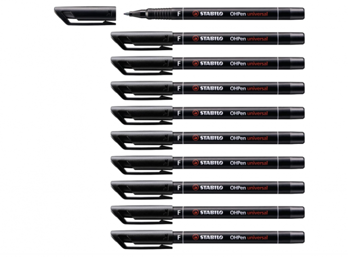 Set 10 markere permanente Stabilo Permanent Fine, Negru [1]