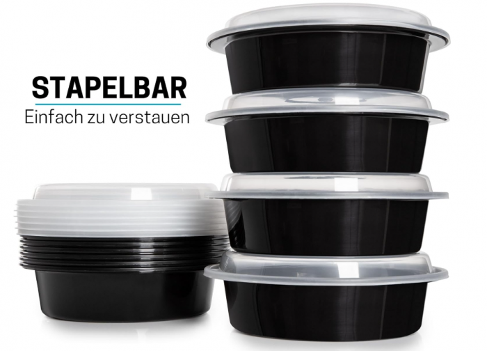 Set 10 recipiente rotunde pentru alimente reutilizabile fără BPA cu capace etanșe [8]