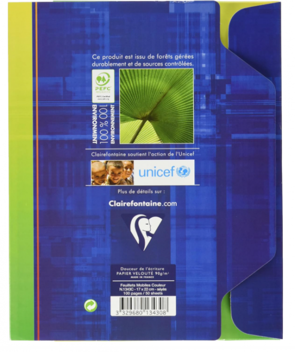 Set 100 foi Clairefontaine 1343C A5+, cu linii Séyès, hârtie velină de 90 g/m², culoare roz [4]