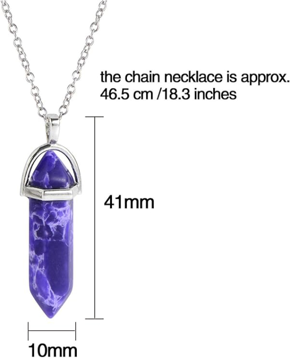 Set 12 coliere cu cristale hexagonale EBOOT, 46.5 cm, multicolor [3]