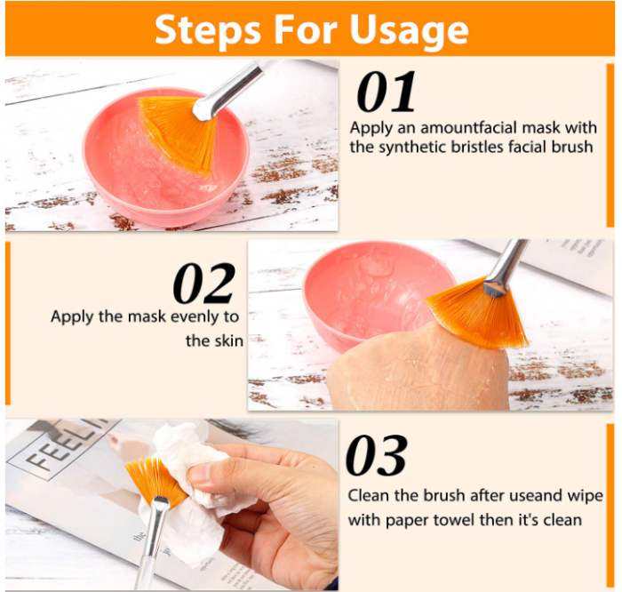 Set 14 perii moi aplicatoare pentru masti faciale, Galben/Alb [4]