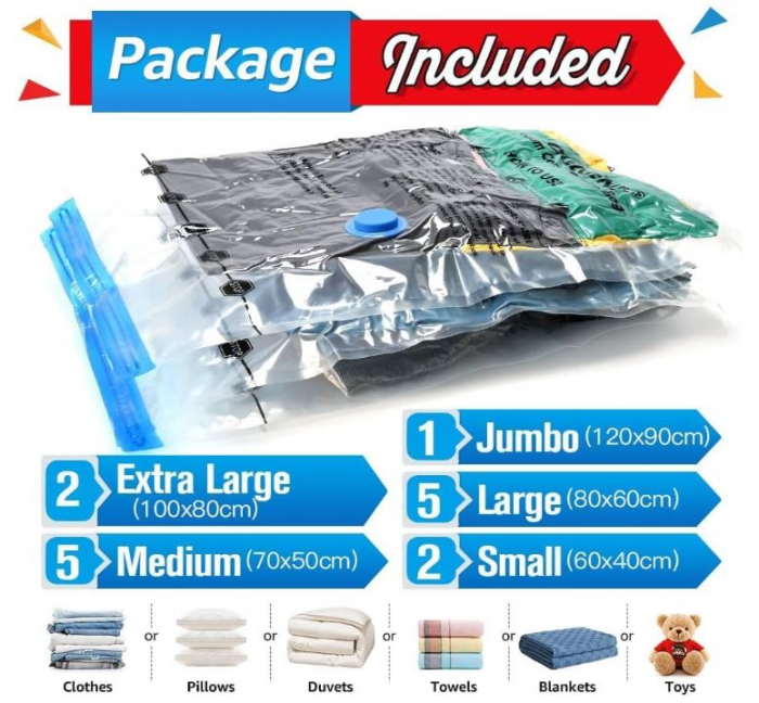 Set 15 saci de depozitare in vid BoxLegend, reutilizabili, transparent [4]