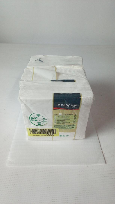Set 150 servetele de hartie pentru masa Le Napage 25 x 25 cm, 3 straturi, alb [2]