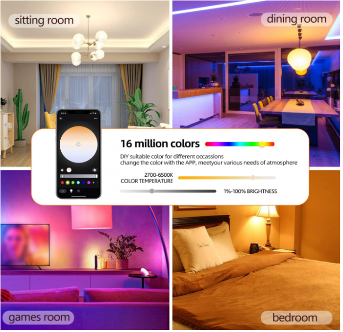 Set 2 becuri inteligente GRIFEMA E27, 10 W, 2700K-6500K, GD1003-2 [5]