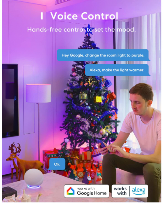 Set 2 becuri LED inteligente Meross, RGBWW, E27, echivalent 60W [2]