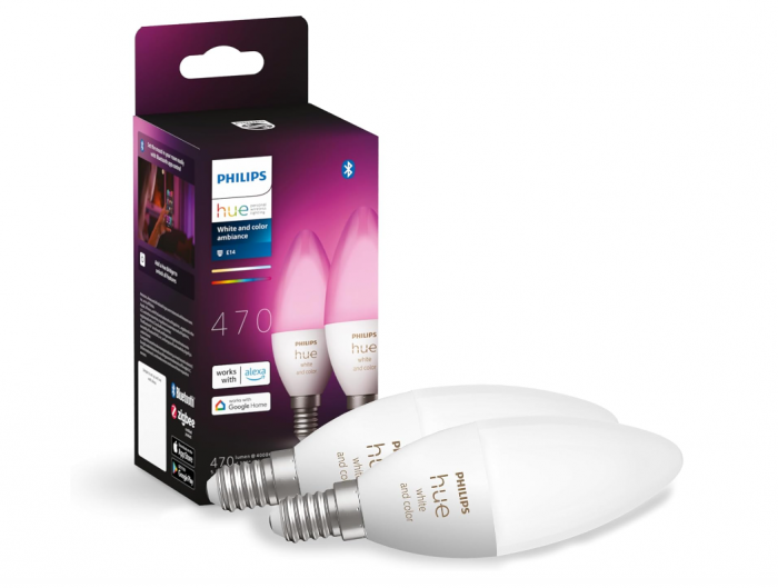 Set 2 becuri LED Philips Hue White & Color Ambiance E14, 470lm [1]