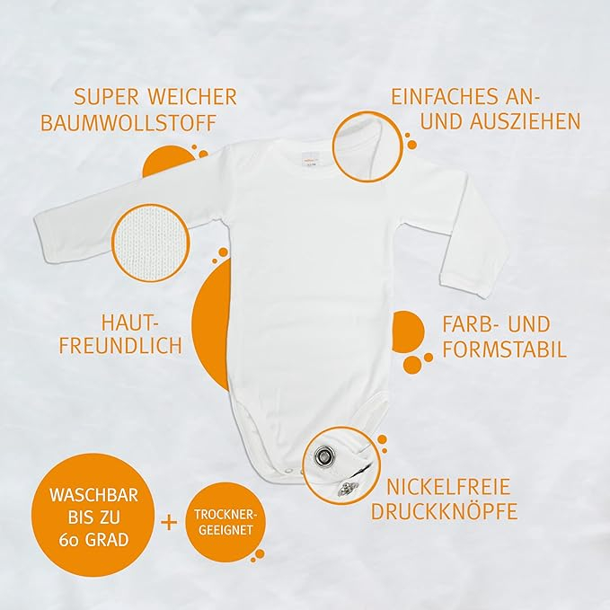 Set 2 body-uri cu maneca lunga pentru copii WELLYOU, bumbac, alb, 4-6 ani, 116-122 [5]