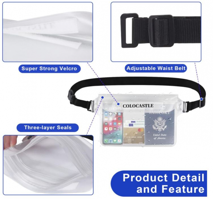 Set 2 borsete impermeabile COLOCASTLE, curea reglabila, 22 x 16 cm [5]