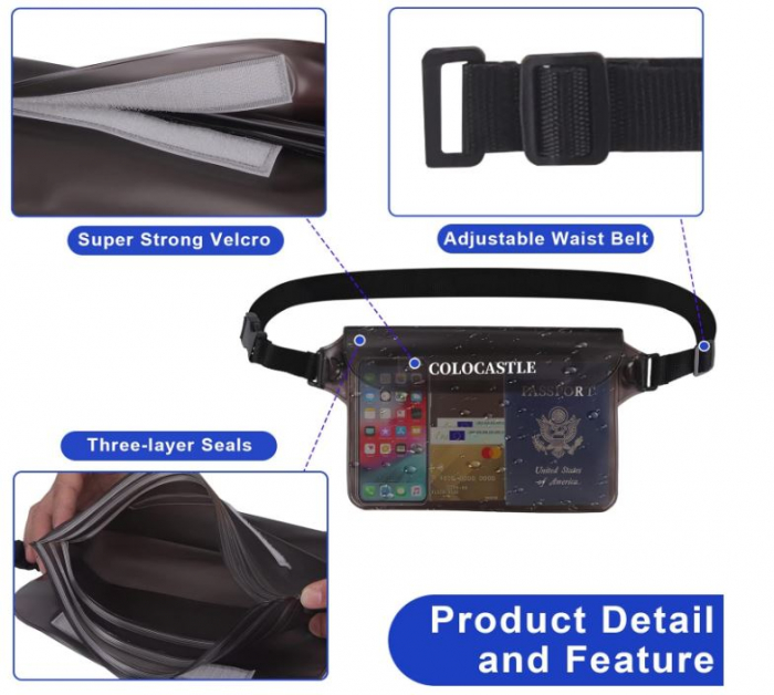 Set 2 borsete impermeabile COLOCASTLE, curea reglabila, 22 x 16 cm [5]