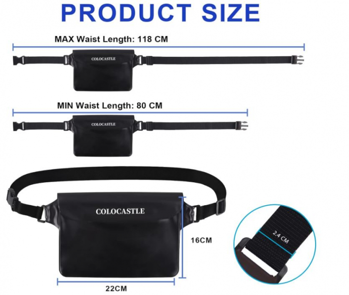 Set 2 borsete impermeabile COLOCASTLE, curea reglabila, 22 x 16 cm [4]