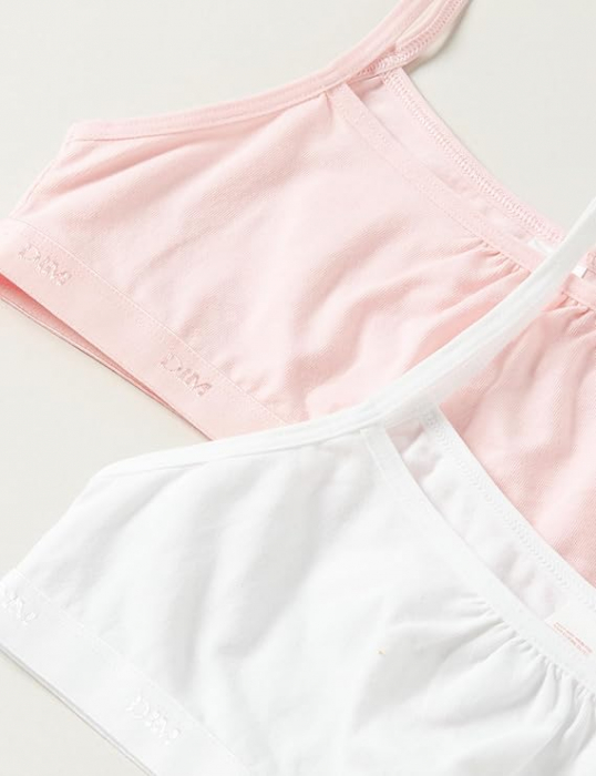 Set 2 bustiere pentru fete DIM Pockets, alb/roz, 16 ani/164 cm [2]