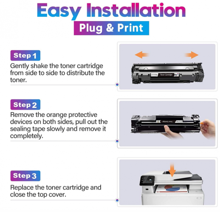 Set 2 Cartușe toner negru CF279A 79A compatibil pentru HP Laserjet Pro M12 M12 M12W MFP M26A M26nw [6]