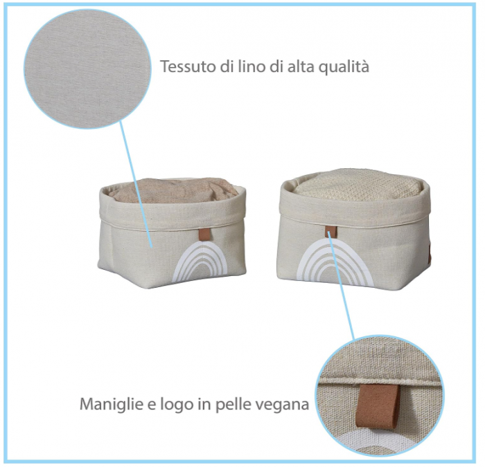 Set 2 Coșuri de depozitare LOVE IT STORE IT, Pliabile, Bej [4]